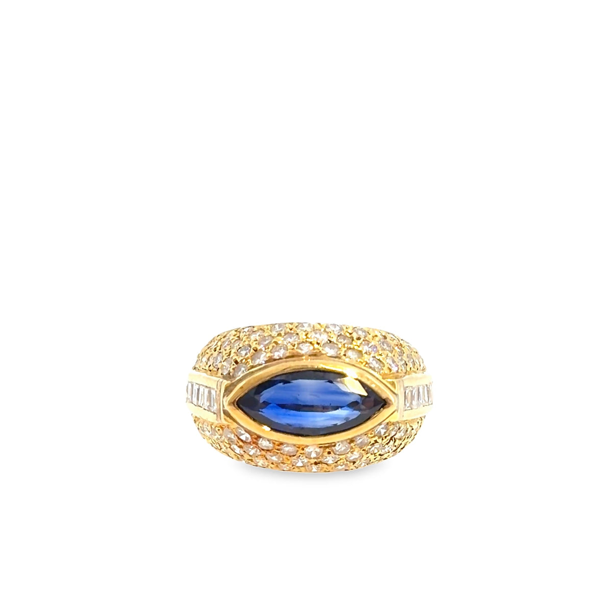 The Afterparty Ring, 5.67 ct Sapphire & Diamond, 18K Yellow Gold by Benji Designs, view 1
