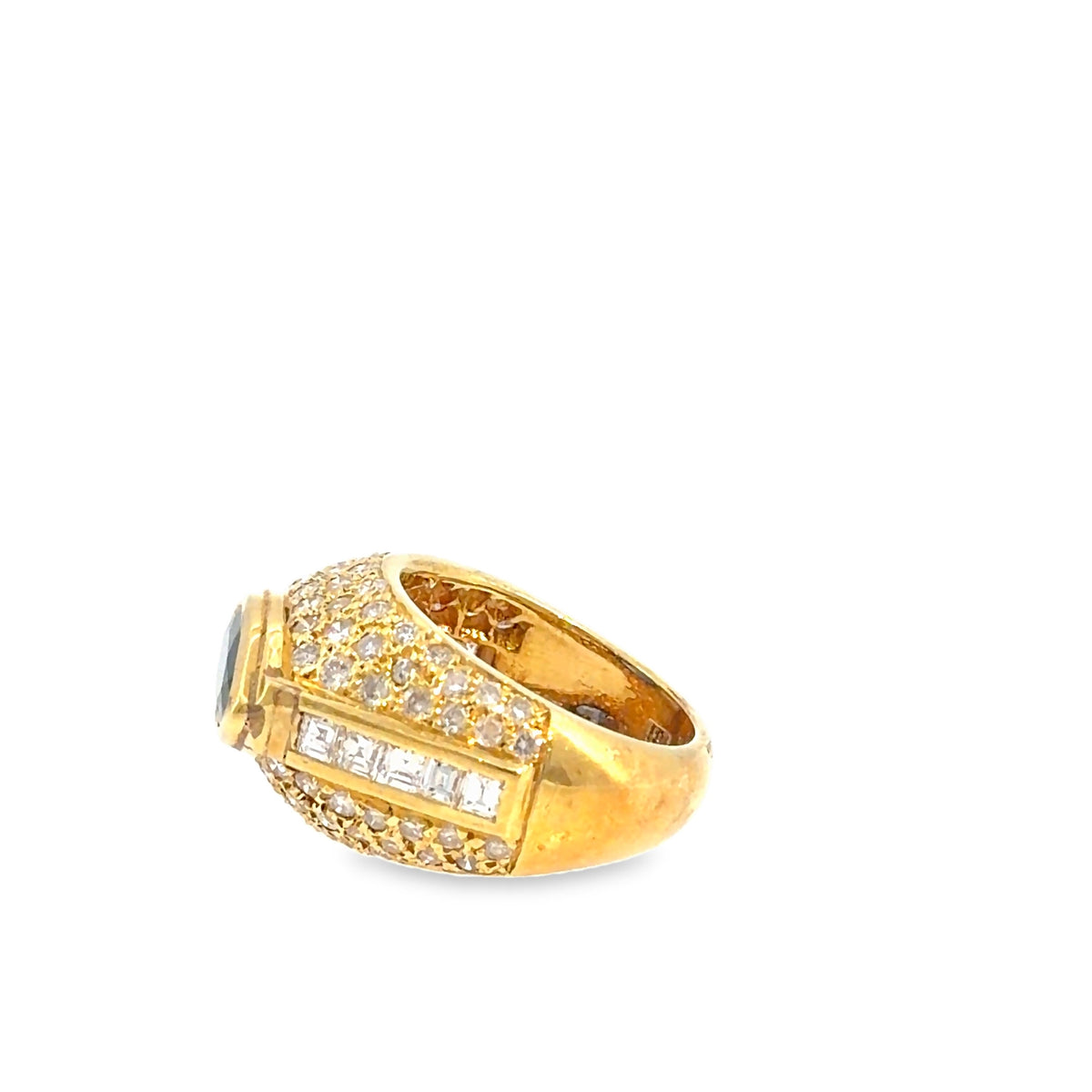 The Afterparty Ring, 5.67 ct Sapphire & Diamond, 18K Yellow Gold by Benji Designs, view 3