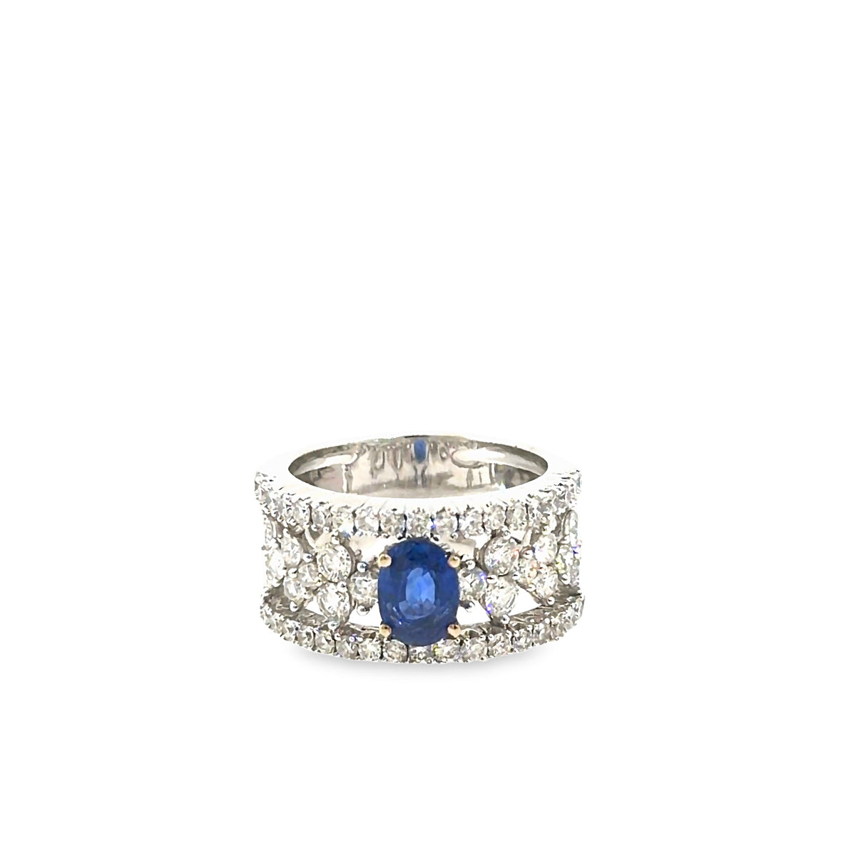 The Adelaide Ring, 2.50 ct Sapphire & Diamond, 18K White Gold by Benji Designs, view 1