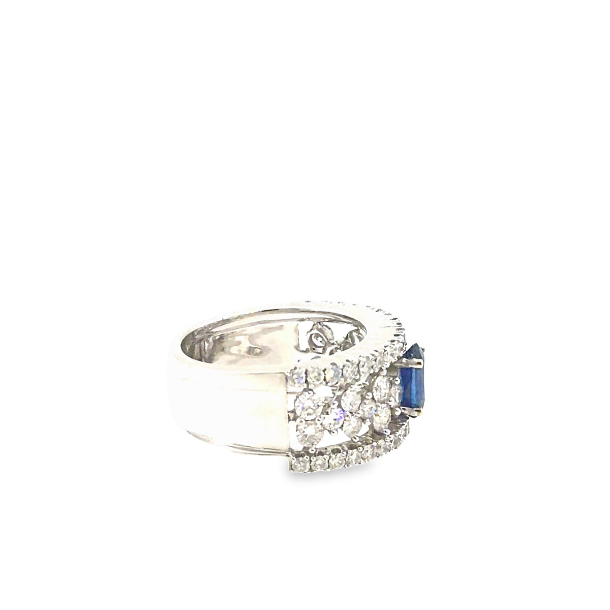 The Adelaide Ring, 2.50 ct Sapphire & Diamond, 18K White Gold by Benji Designs, view 2