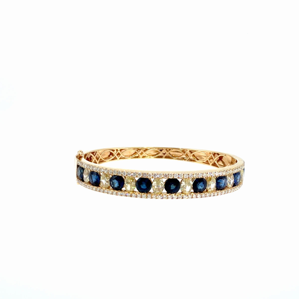 The Royal Oval Bangle, 6.00ct Sapphire & 5.00ct Diamond, 14K Yellow Gold by Benji Designs, view 2