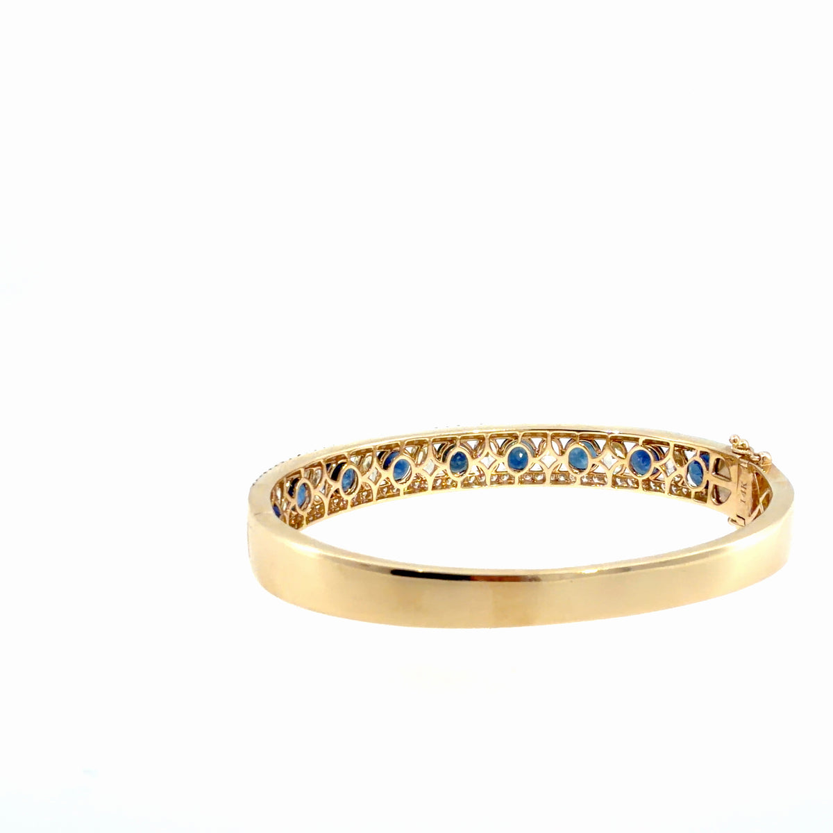 The Royal Oval Bangle, 6.00ct Sapphire & 5.00ct Diamond, 14K Yellow Gold by Benji Designs, view 4