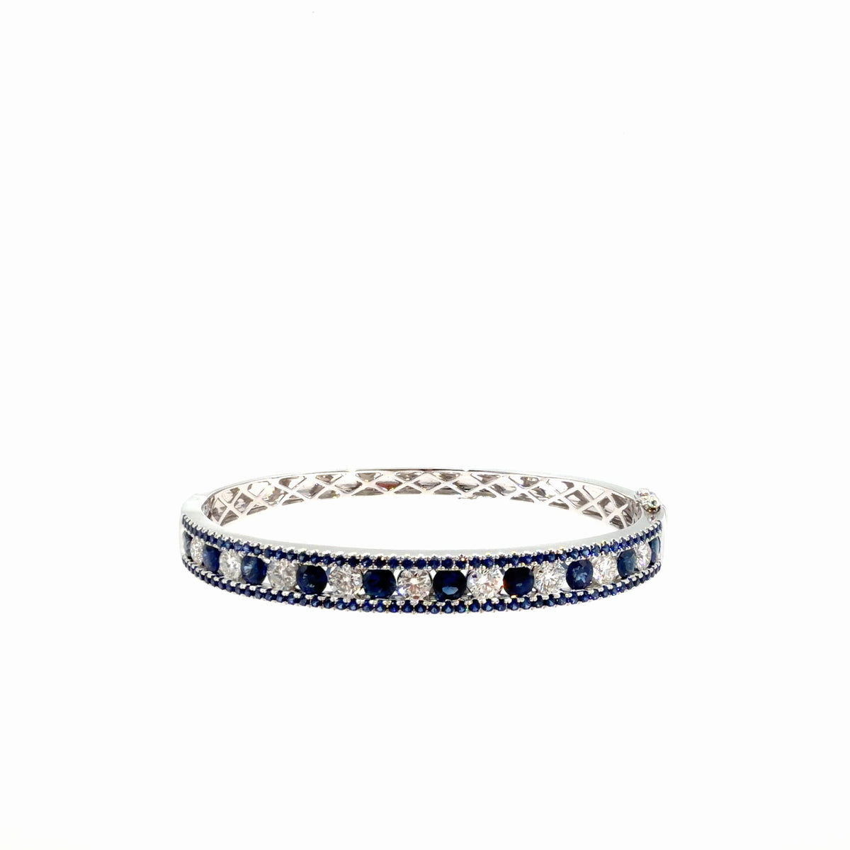 The Sapphire Cascade Bangle, 4.00ct Sapphire & 2.00ct Diamond, 14K White Gold by Benji Designs, view 1