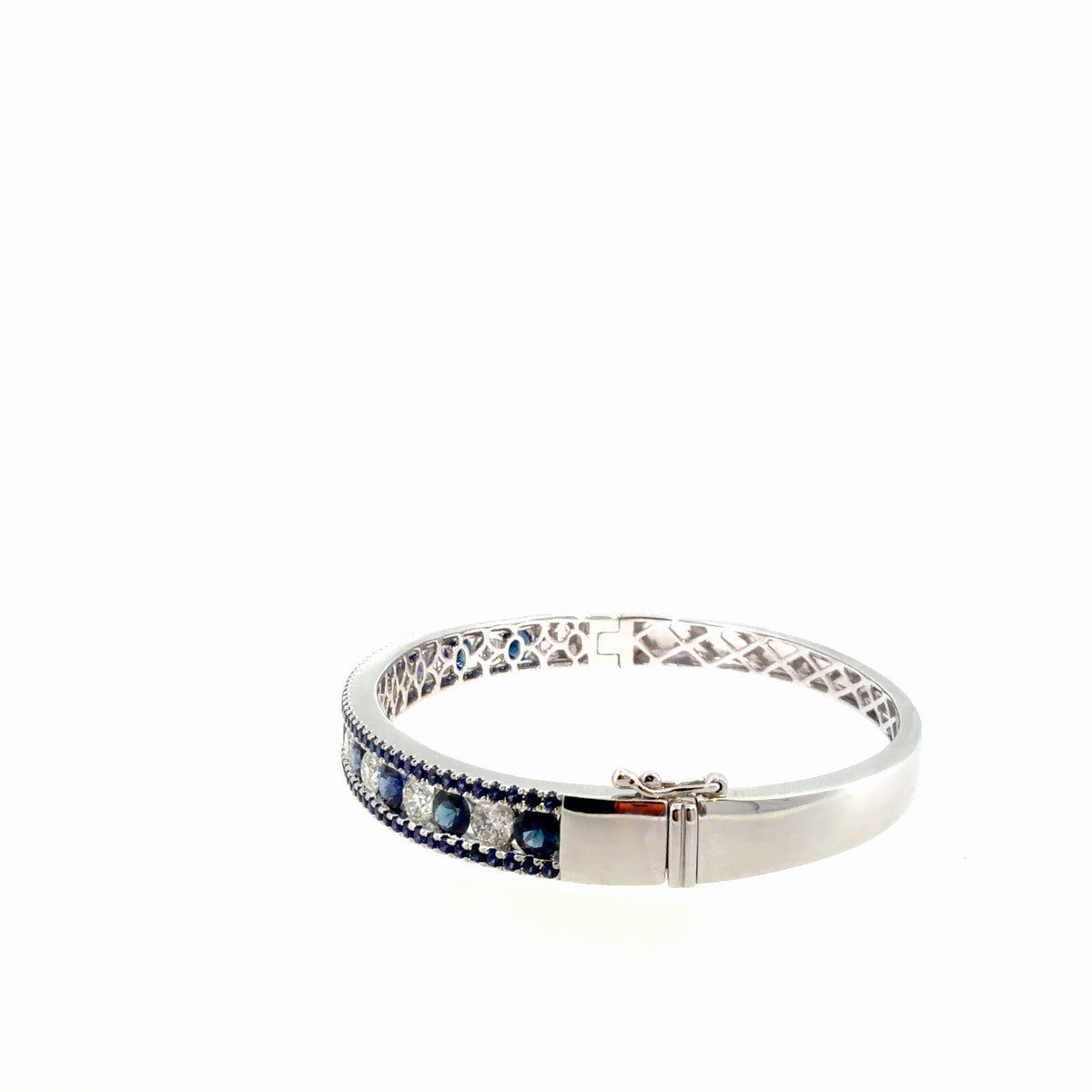 The Sapphire Cascade Bangle, 4.00ct Sapphire & 2.00ct Diamond, 14K White Gold by Benji Designs, view 2