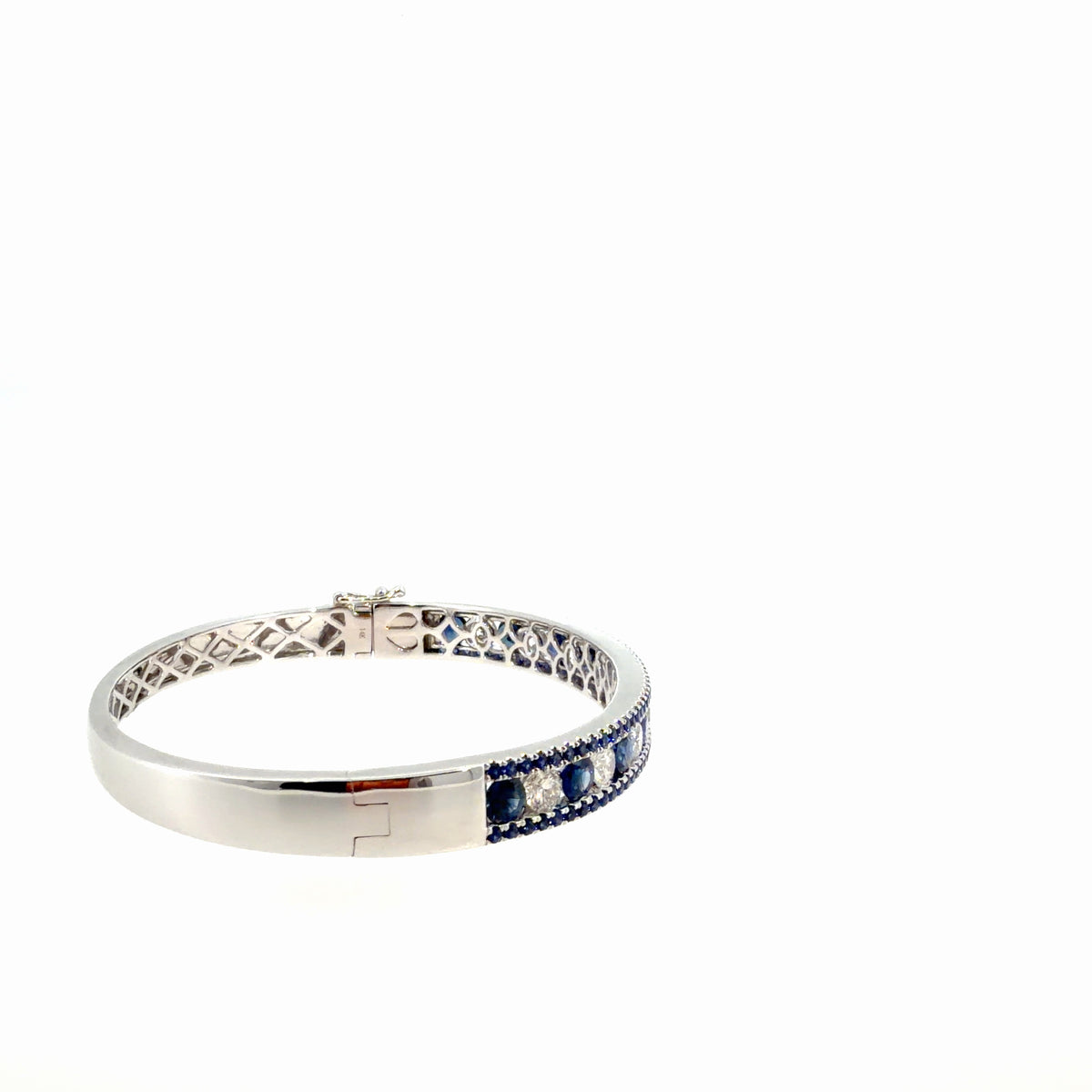 The Sapphire Cascade Bangle, 4.00ct Sapphire & 2.00ct Diamond, 14K White Gold by Benji Designs, view 4