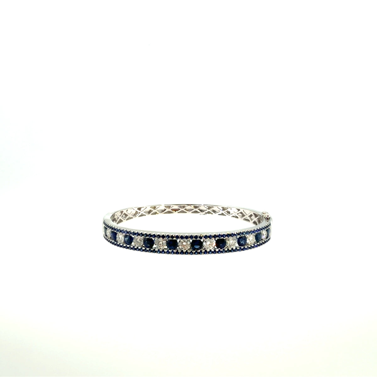 The Sapphire Cascade Bangle, 4.00ct Sapphire & 2.00ct Diamond, 14K White Gold by Benji Designs, view 5