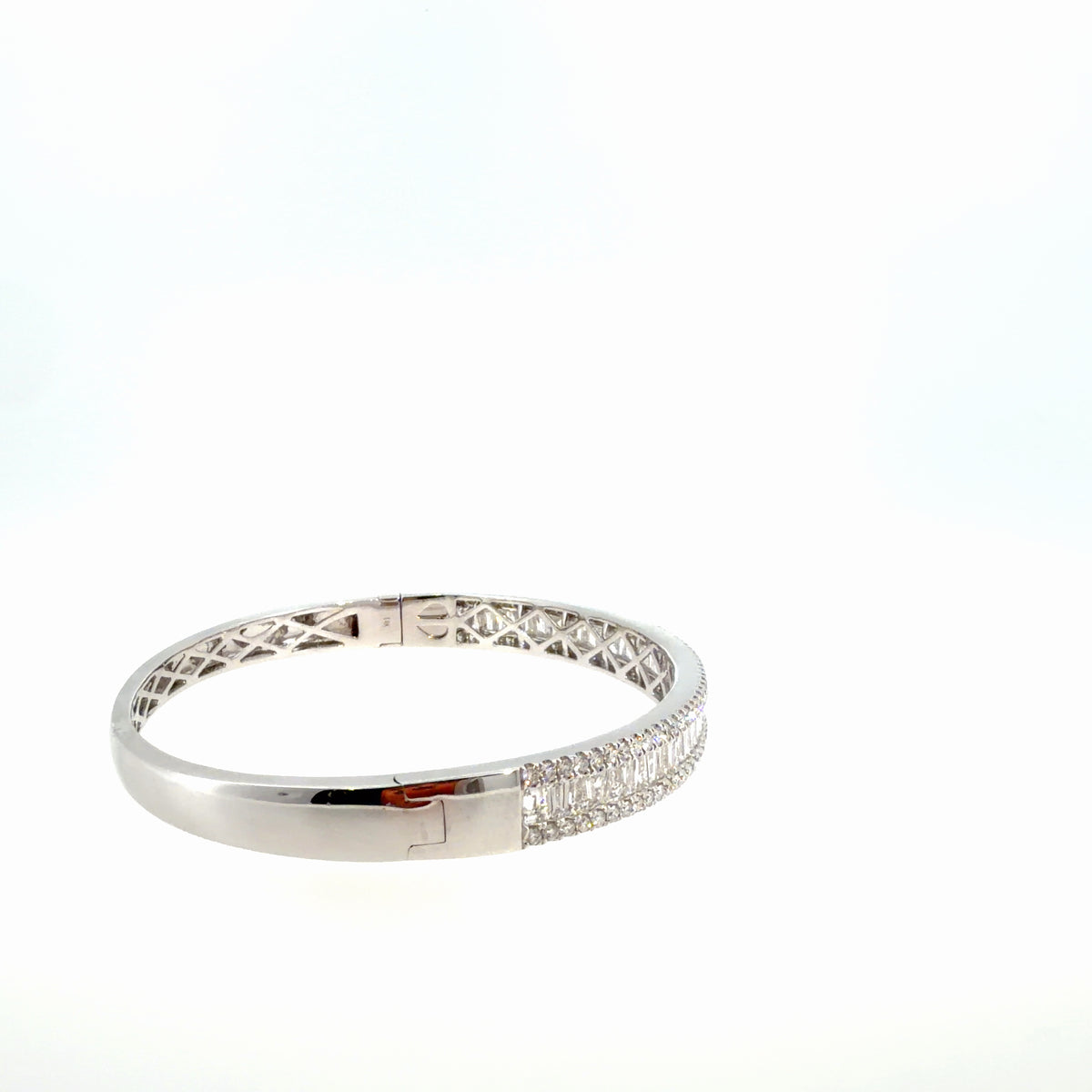 The Baguette Skyline Bangle, 6.00ct Diamond, 14K White Gold by Benji Designs, view 5