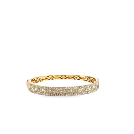 The Trillion Prism Bangle, 6.50ct Diamond, 14K Yellow Gold by Benji Designs, view 1