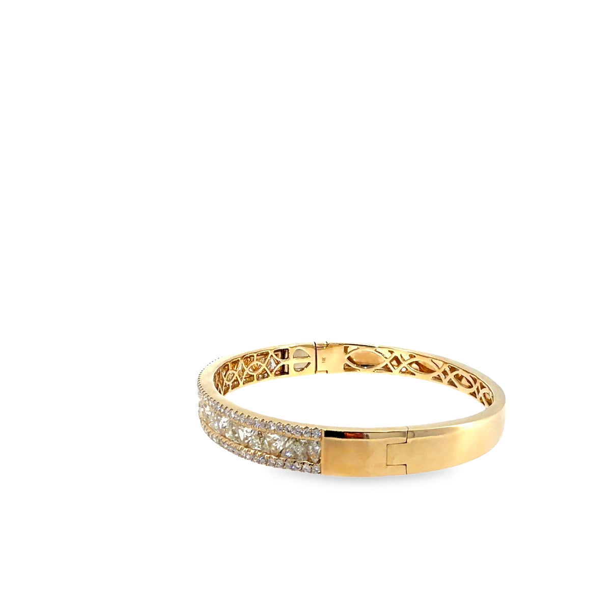 The Trillion Prism Bangle, 6.50ct Diamond, 14K Yellow Gold by Benji Designs, view 2