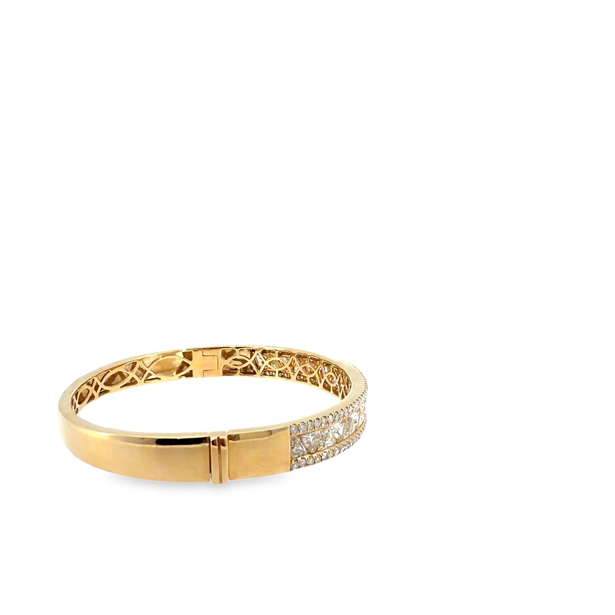 The Trillion Prism Bangle, 6.50ct Diamond, 14K Yellow Gold by Benji Designs, view 4