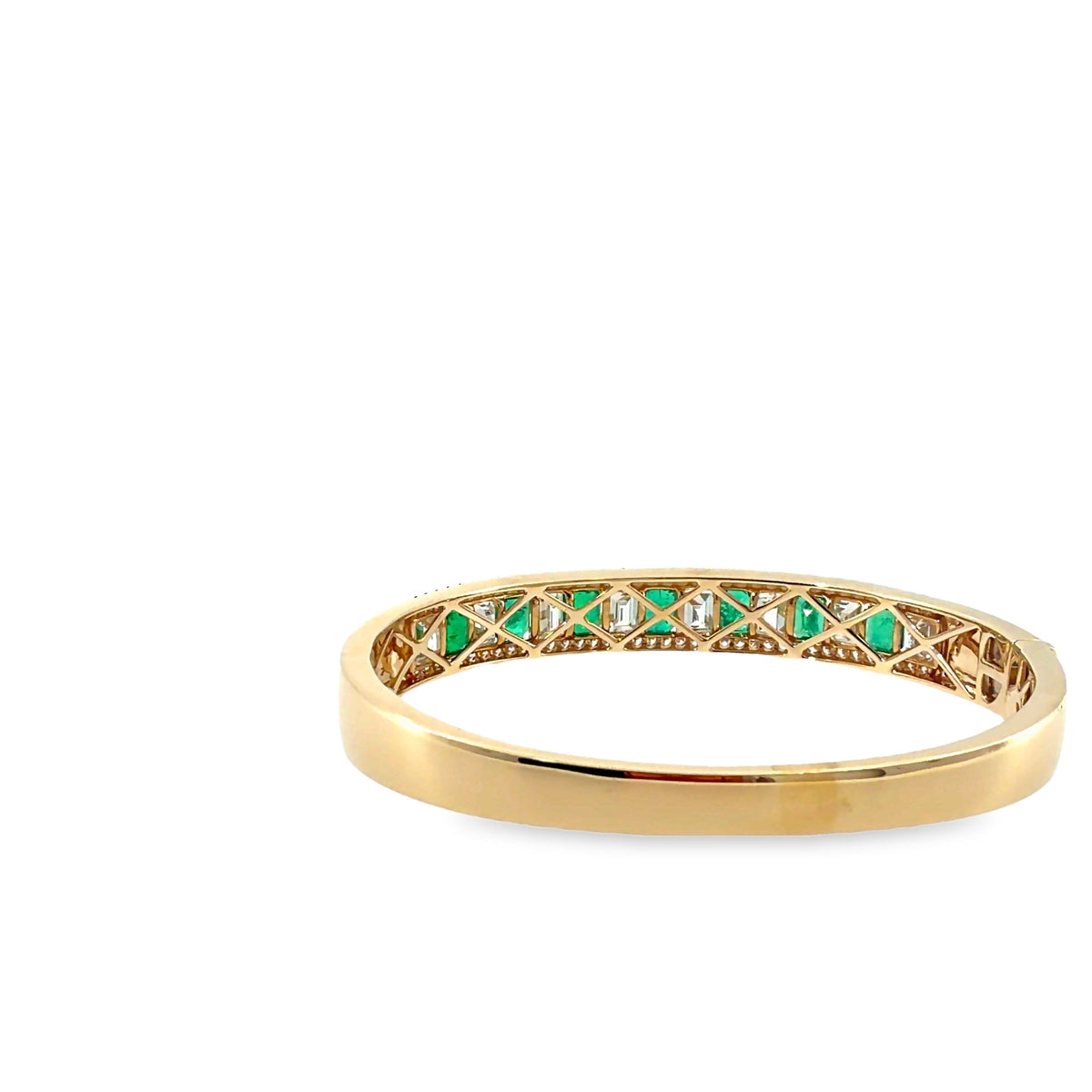 The Emerald Empress Bangle, 3.50ct Emerald & 5.50ct Diamond, 14K Yellow Gold by Benji Designs, view 4