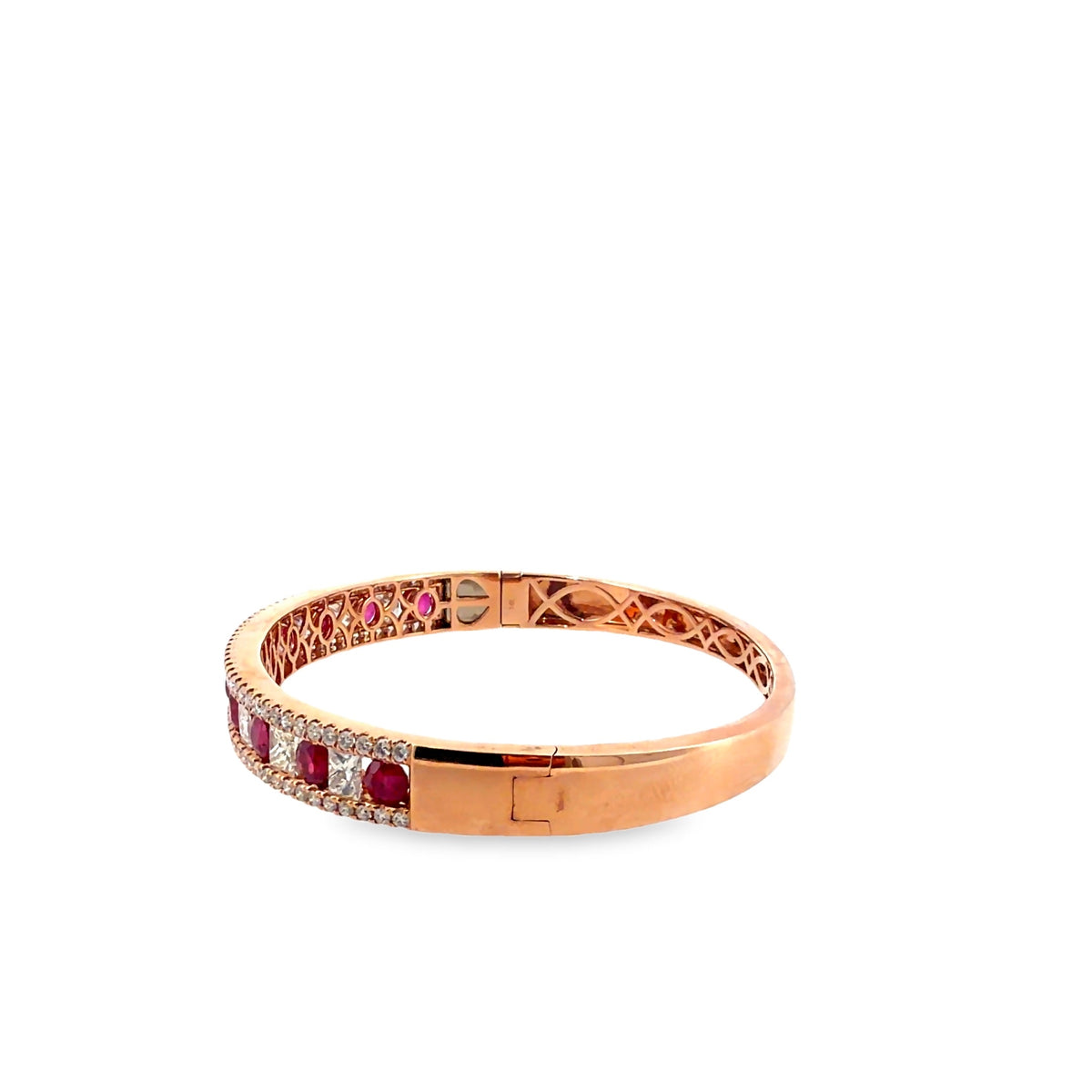 The Rosé Ruby Bangle, 3.50ct Ruby & 4.50ct Diamond, 14K Rose Gold by Benji Designs, view 2