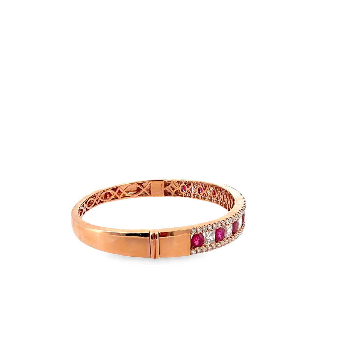 The Rosé Ruby Bangle, 3.50ct Ruby & 4.50ct Diamond, 14K Rose Gold by Benji Designs, view 4