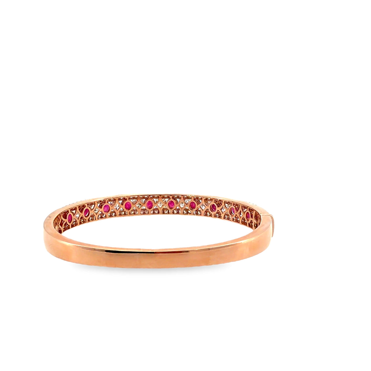 The Rosé Ruby Bangle, 3.50ct Ruby & 4.50ct Diamond, 14K Rose Gold by Benji Designs, view 3