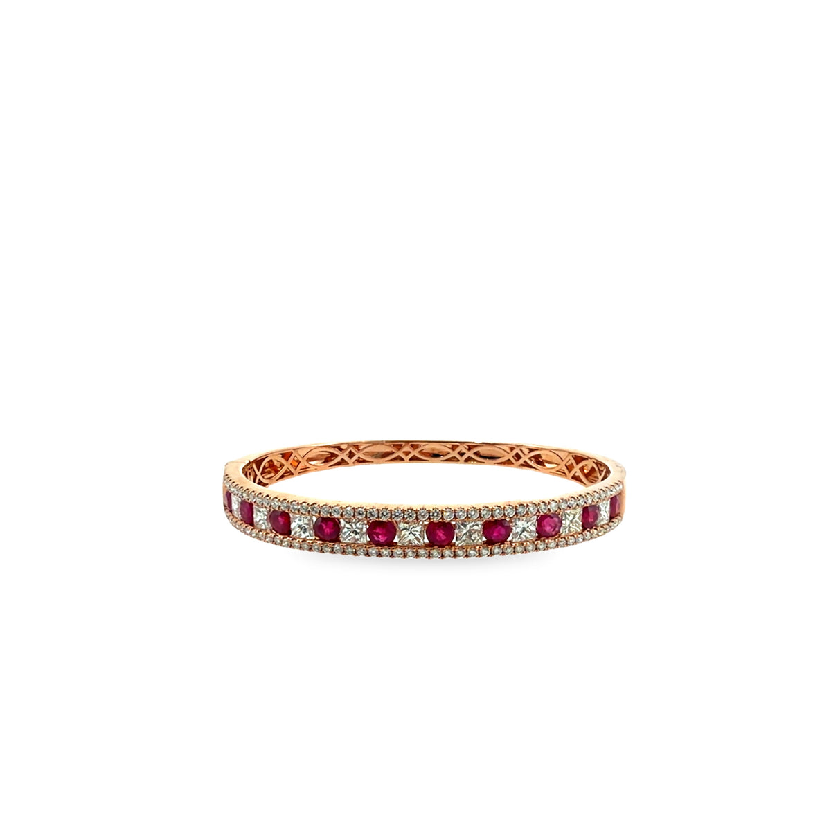 The Rosé Ruby Bangle, 3.50ct Ruby & 4.50ct Diamond, 14K Rose Gold by Benji Designs, view 5