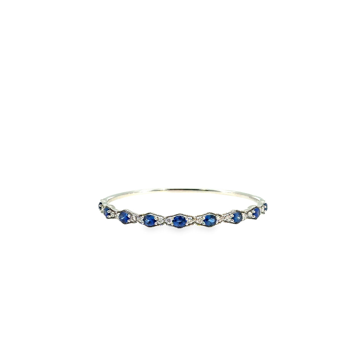 The Heirloom Sapphire Bangle, 2.83ct Sapphire & Diamond, 18K White Gold by Benji Designs, view 1