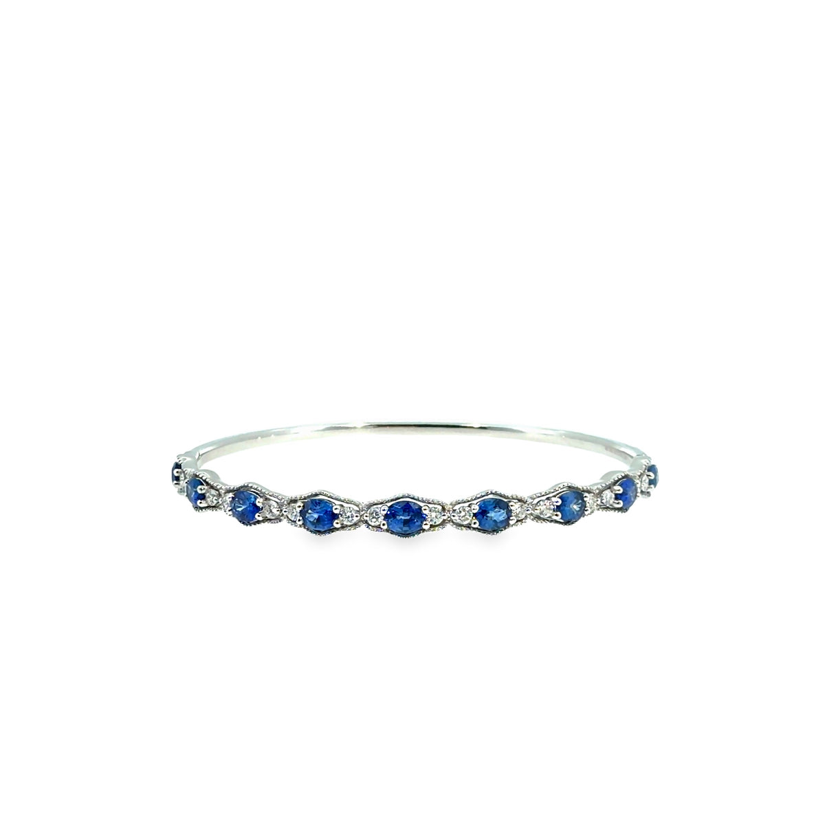 The Heirloom Sapphire Bangle, 2.83ct Sapphire & Diamond, 18K White Gold by Benji Designs, view 2
