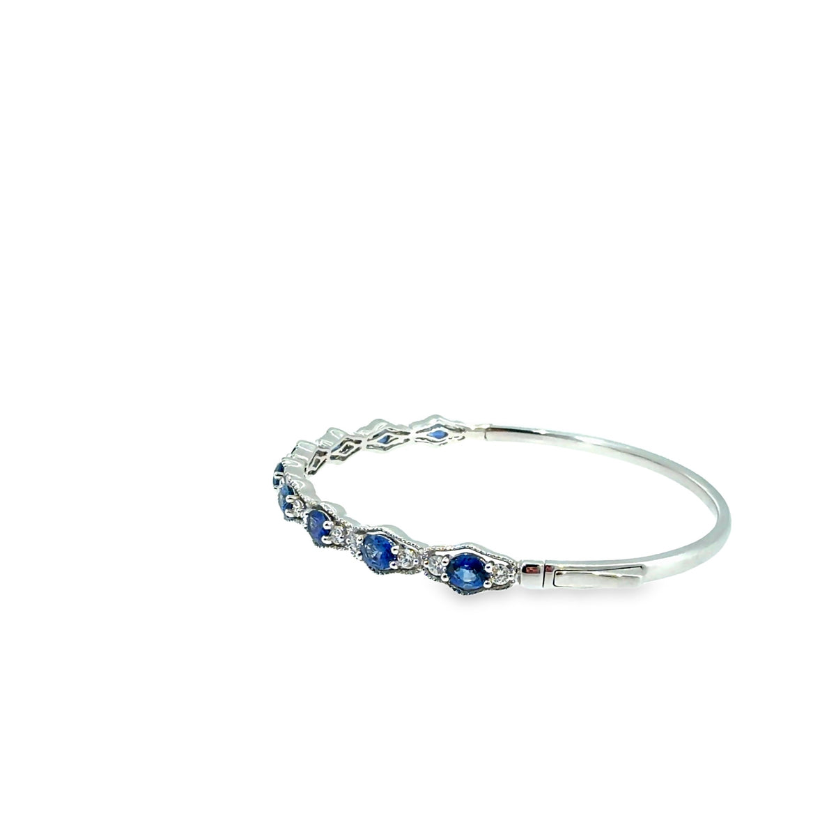 The Heirloom Sapphire Bangle, 2.83ct Sapphire & Diamond, 18K White Gold by Benji Designs, view 3