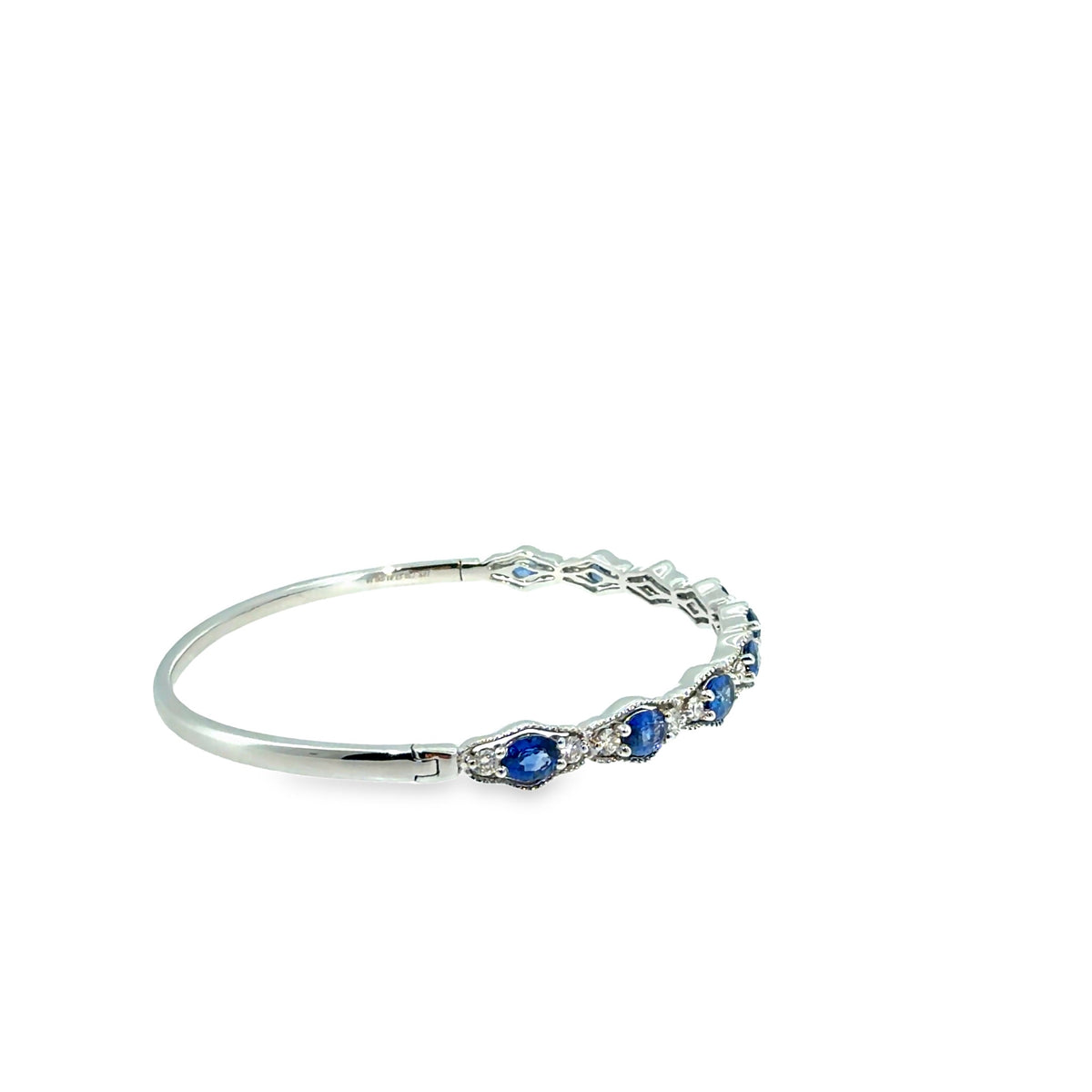 The Heirloom Sapphire Bangle, 2.83ct Sapphire & Diamond, 18K White Gold by Benji Designs, view 5
