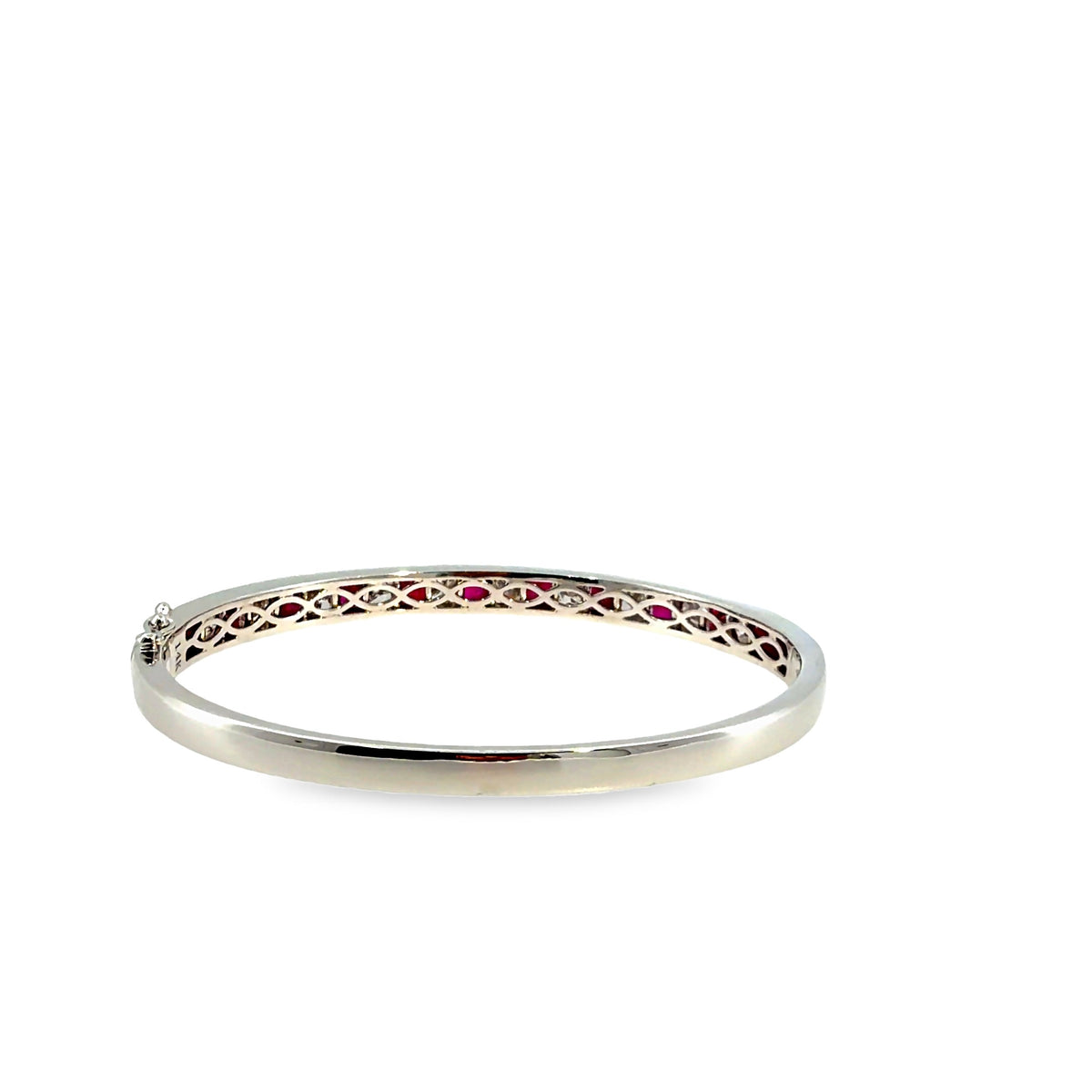 The Scarlet Channel Bangle, 4.00ct Ruby & 3.00ct Diamond, 14K White Gold by Benji Designs, view 3