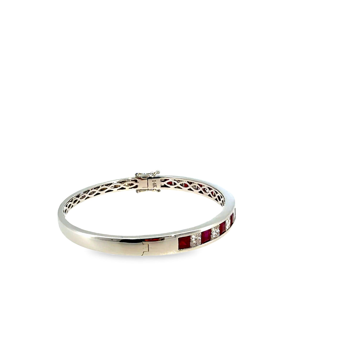 The Scarlet Channel Bangle, 4.00ct Ruby & 3.00ct Diamond, 14K White Gold by Benji Designs, view 4