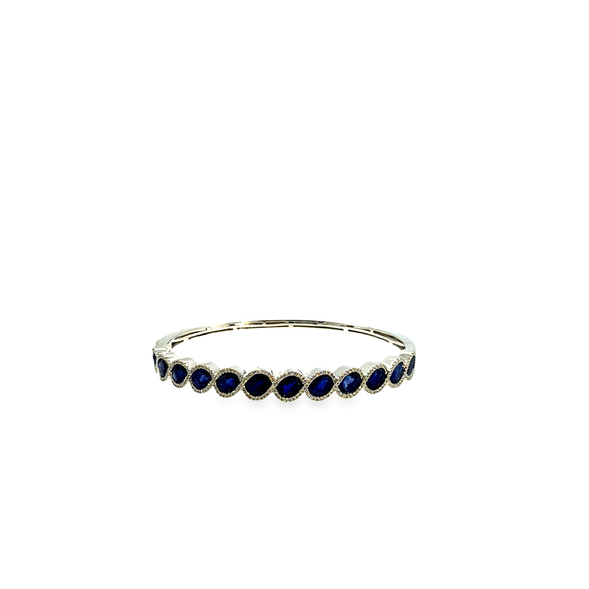 The Midnight Oval Bangle, 7.00ct Sapphire & Diamond, 14K White Gold by Benji Designs, view 1