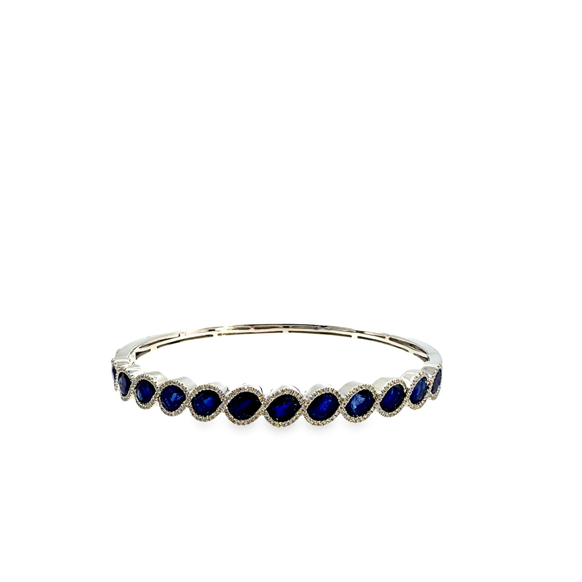 The Midnight Oval Bangle, 7.00ct Sapphire & Diamond, 14K White Gold by Benji Designs, view 2