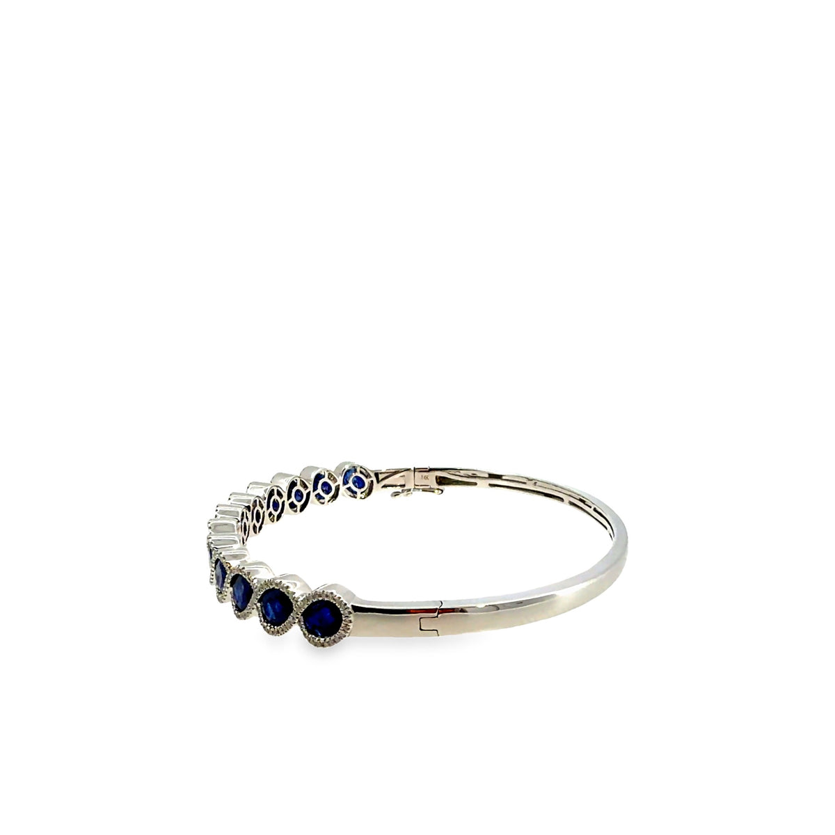 The Midnight Oval Bangle, 7.00ct Sapphire & Diamond, 14K White Gold by Benji Designs, view 3