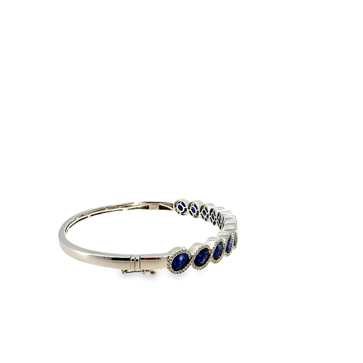 The Midnight Oval Bangle, 7.00ct Sapphire & Diamond, 14K White Gold by Benji Designs, view 5
