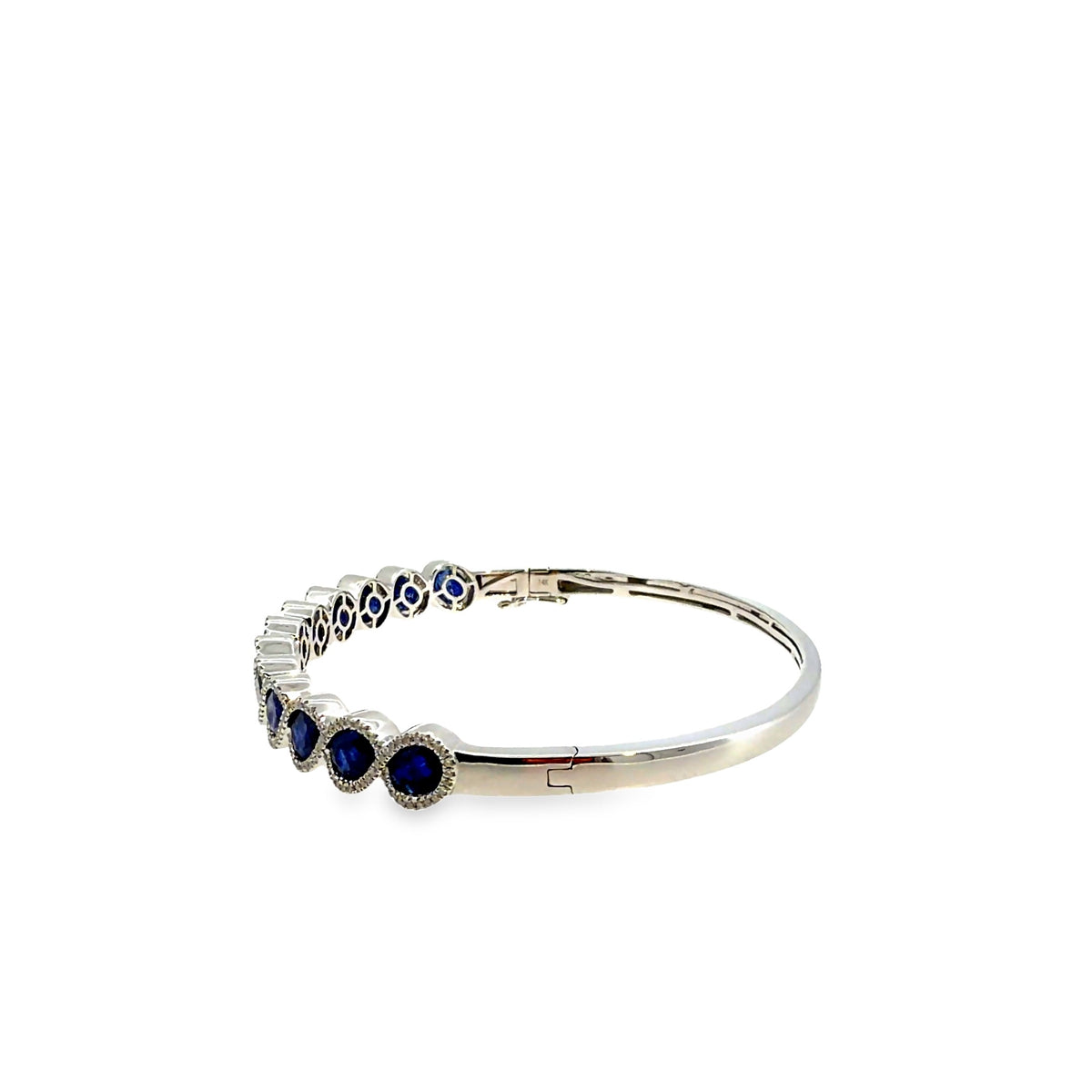 The Midnight Oval Bangle, 7.00ct Sapphire & Diamond, 14K White Gold by Benji Designs, view 7