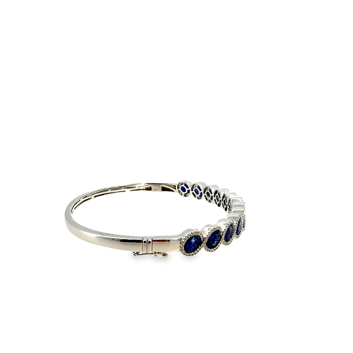 The Midnight Oval Bangle, 7.00ct Sapphire & Diamond, 14K White Gold by Benji Designs, view 9