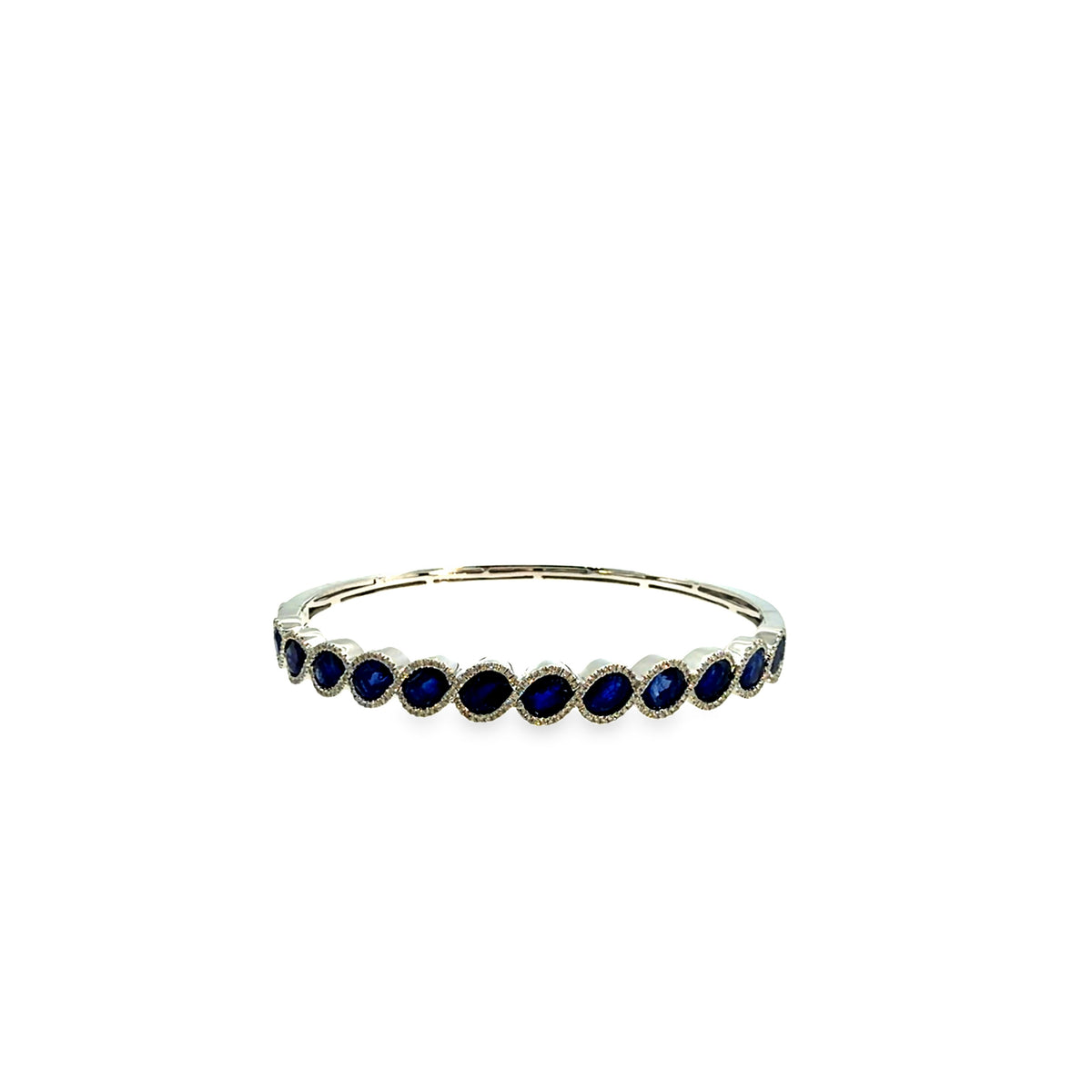The Midnight Oval Bangle, 7.00ct Sapphire & Diamond, 14K White Gold by Benji Designs, view 10
