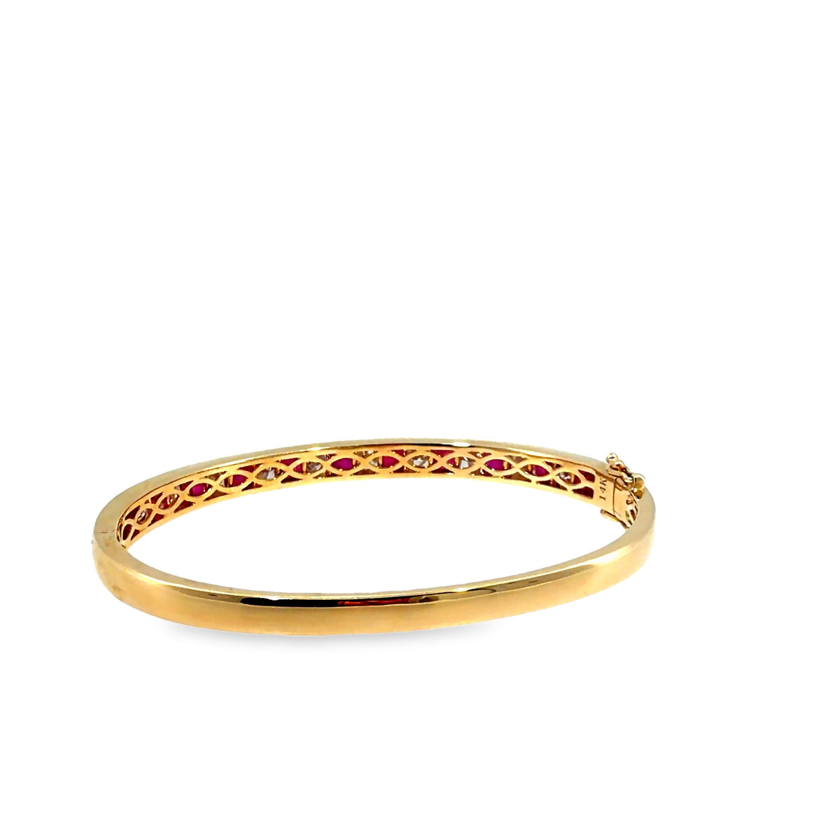The Crimson Row Bangle, 4.00ct Ruby & 3.00ct Diamond, 14K Yellow Gold by Benji Designs, view 4