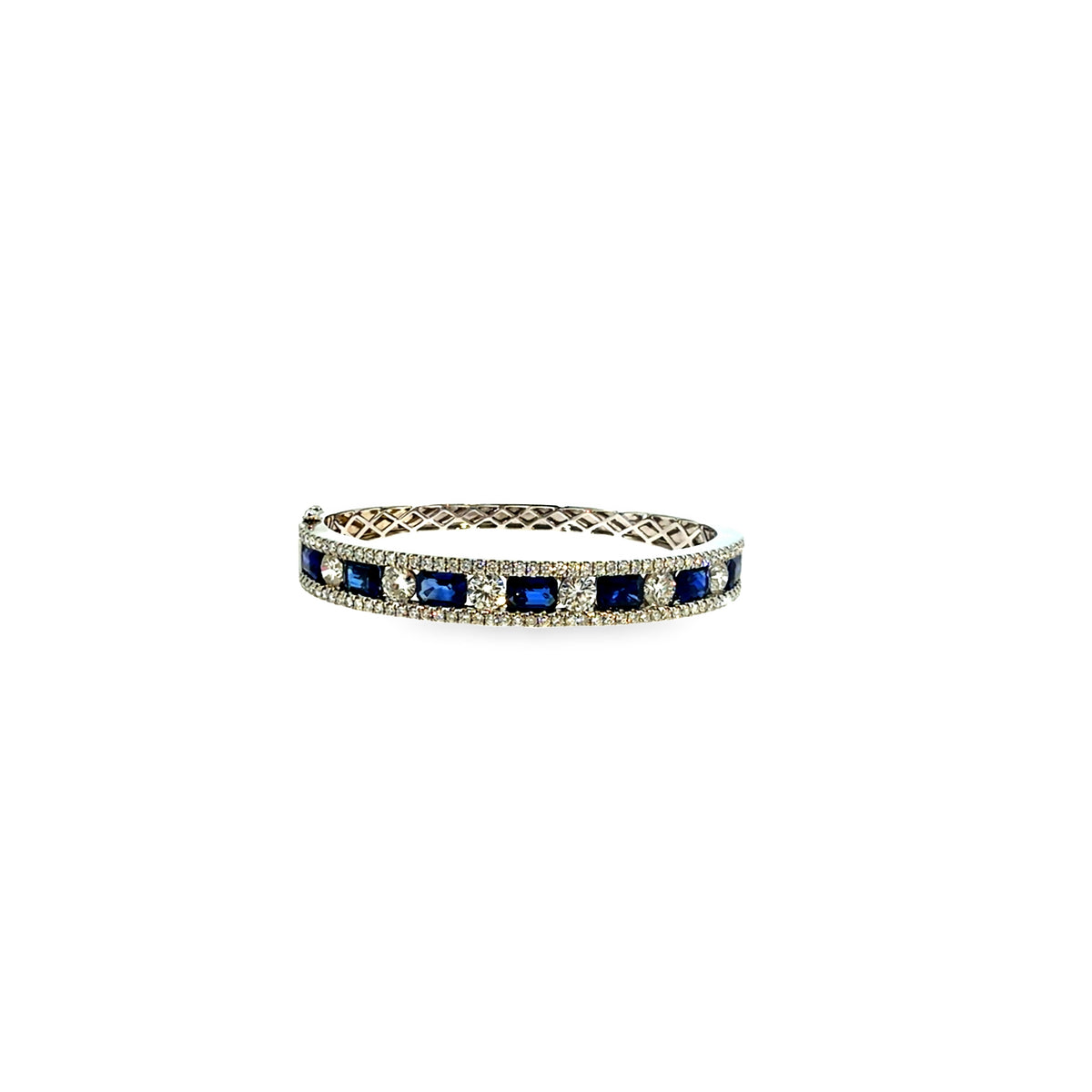 The Sapphire Sovereign Bangle, 6.00ct Sapphire & 4.00ct Diamond, 14K White Gold by Benji Designs, view 1