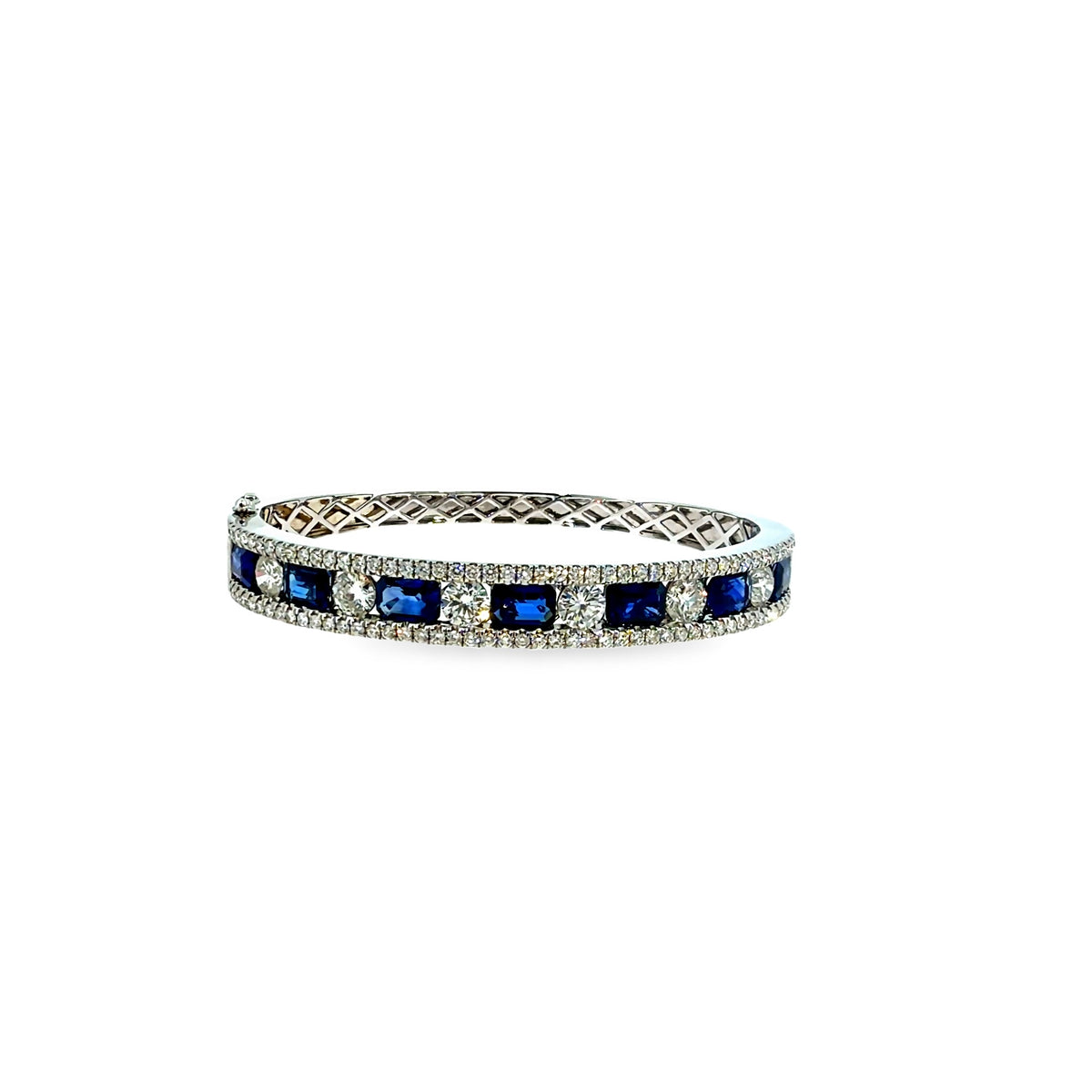 The Sapphire Sovereign Bangle, 6.00ct Sapphire & 4.00ct Diamond, 14K White Gold by Benji Designs, view 2