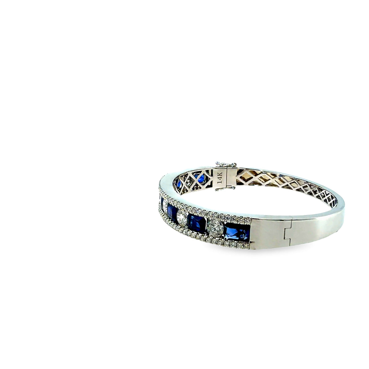 The Sapphire Sovereign Bangle, 6.00ct Sapphire & 4.00ct Diamond, 14K White Gold by Benji Designs, view 3