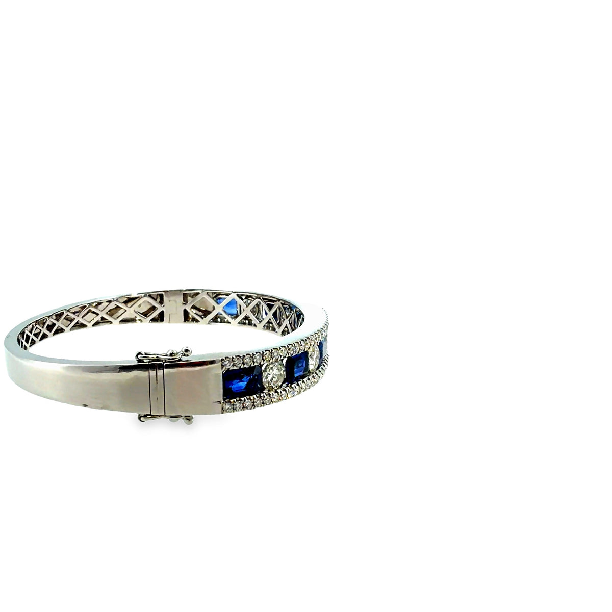 The Sapphire Sovereign Bangle, 6.00ct Sapphire & 4.00ct Diamond, 14K White Gold by Benji Designs, view 5