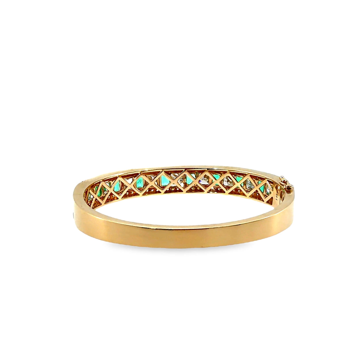 The Emerald Garden Bangle, 7.50ct Diamond & 3.50ct Emerald, 14K Yellow Gold by Benji Designs, view 3
