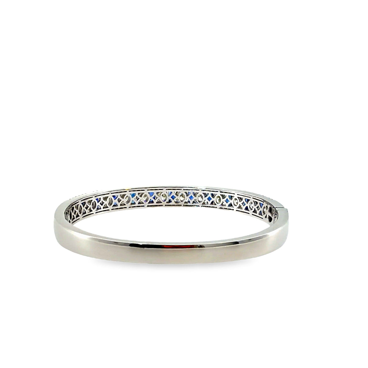 The Sapphire Baguette Bangle, 4.50ct Diamond & 2.00ct Sapphire, 14K White Gold by Benji Designs, view 3