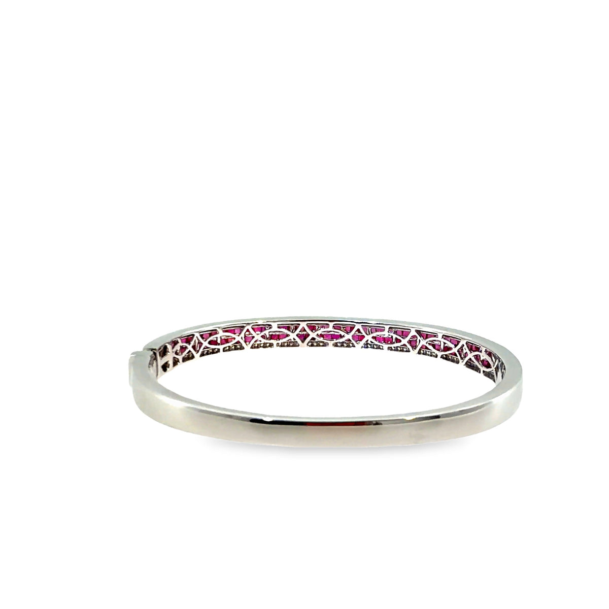 The Double Ruby Bangle, 4.25ct Ruby & Diamond, 14K White Gold by Benji Designs, view 3