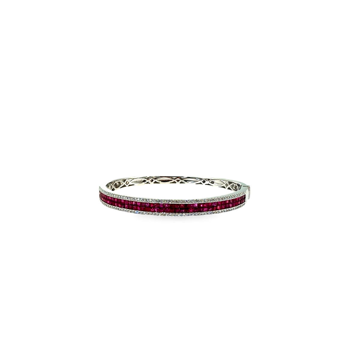 The Double Ruby Bangle, 4.25ct Ruby & Diamond, 14K White Gold by Benji Designs, view 5