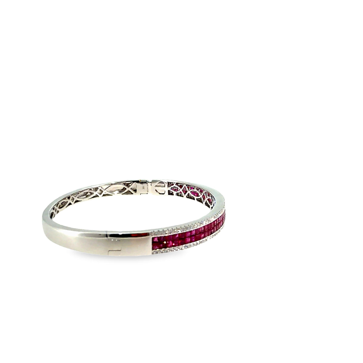 The Double Ruby Bangle, 4.25ct Ruby & Diamond, 14K White Gold by Benji Designs, view 4