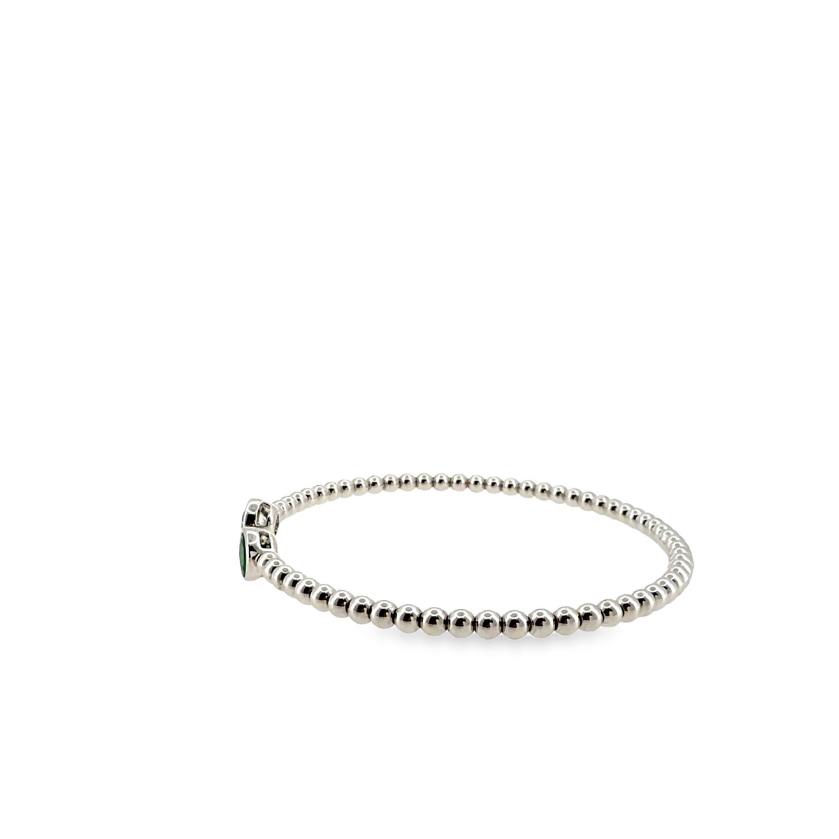 The Emerald Duet Bangle, 0.60ct Emerald & 0.60ct Diamond, 14K White Gold by Benji Designs, view 3