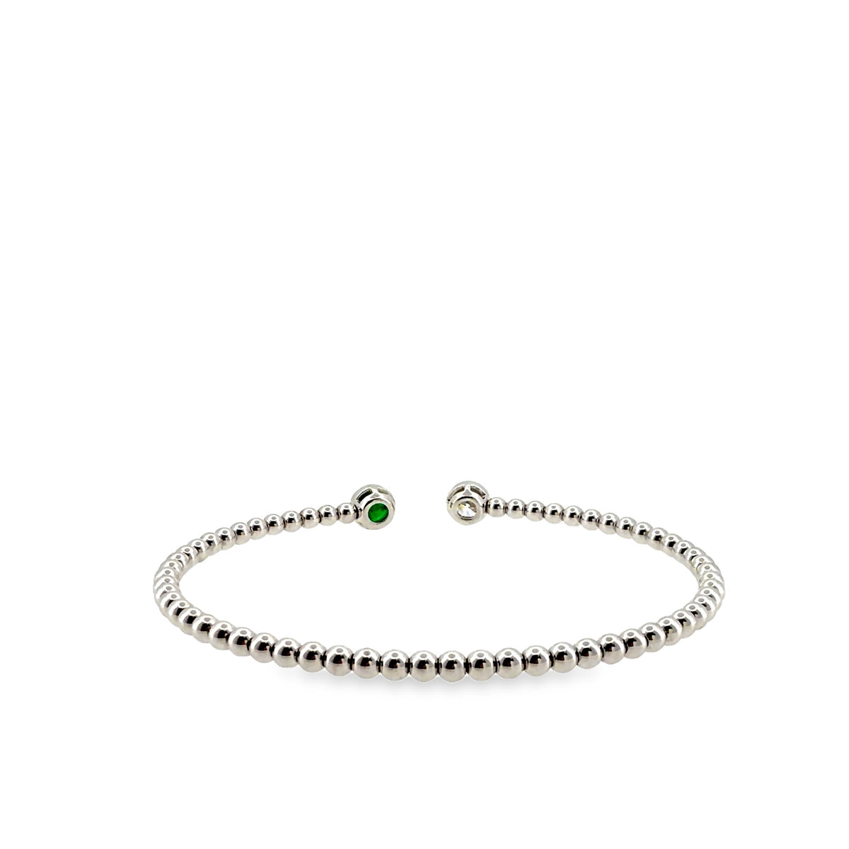 The Emerald Duet Bangle, 0.60ct Emerald & 0.60ct Diamond, 14K White Gold by Benji Designs, view 4