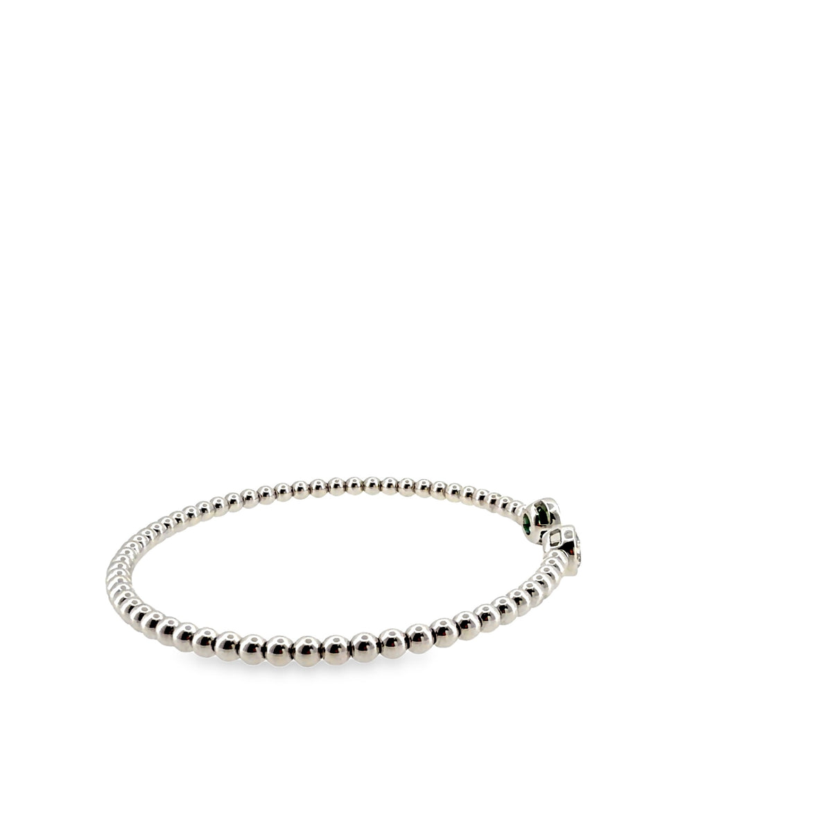 The Emerald Duet Bangle, 0.60ct Emerald & 0.60ct Diamond, 14K White Gold by Benji Designs, view 5