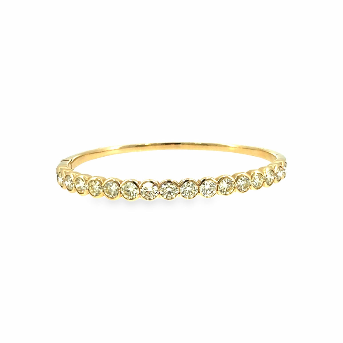 The Sunburst Bezel Bangle, 6.55ct Diamond, 14K Yellow Gold by Benji Designs, view 1