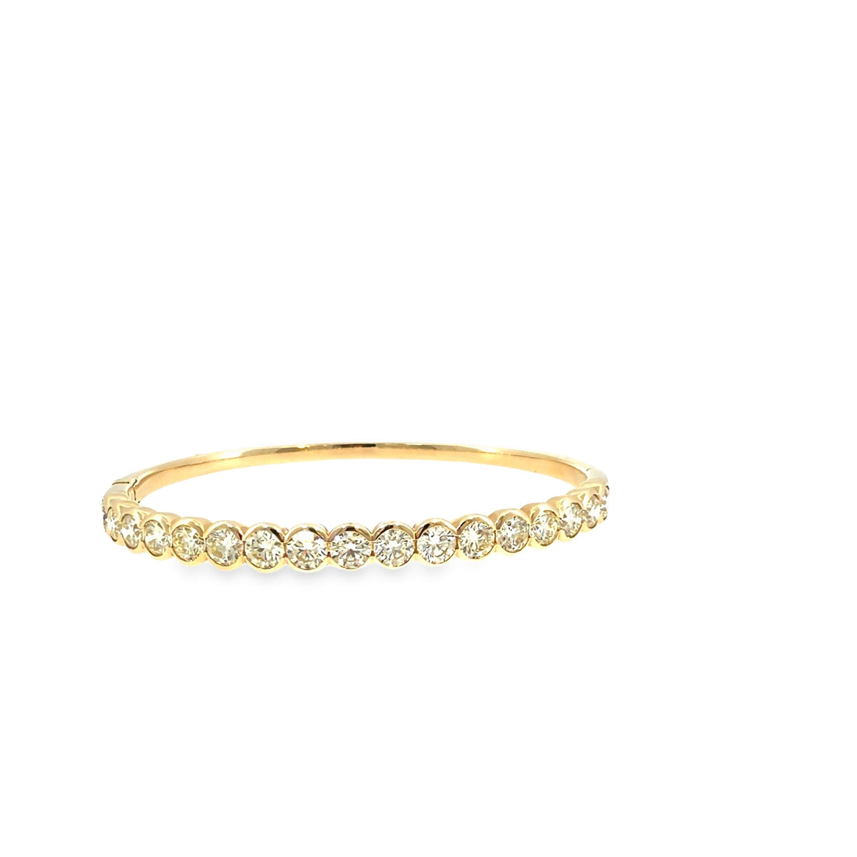 The Sunburst Bezel Bangle, 6.55ct Diamond, 14K Yellow Gold by Benji Designs, view 2