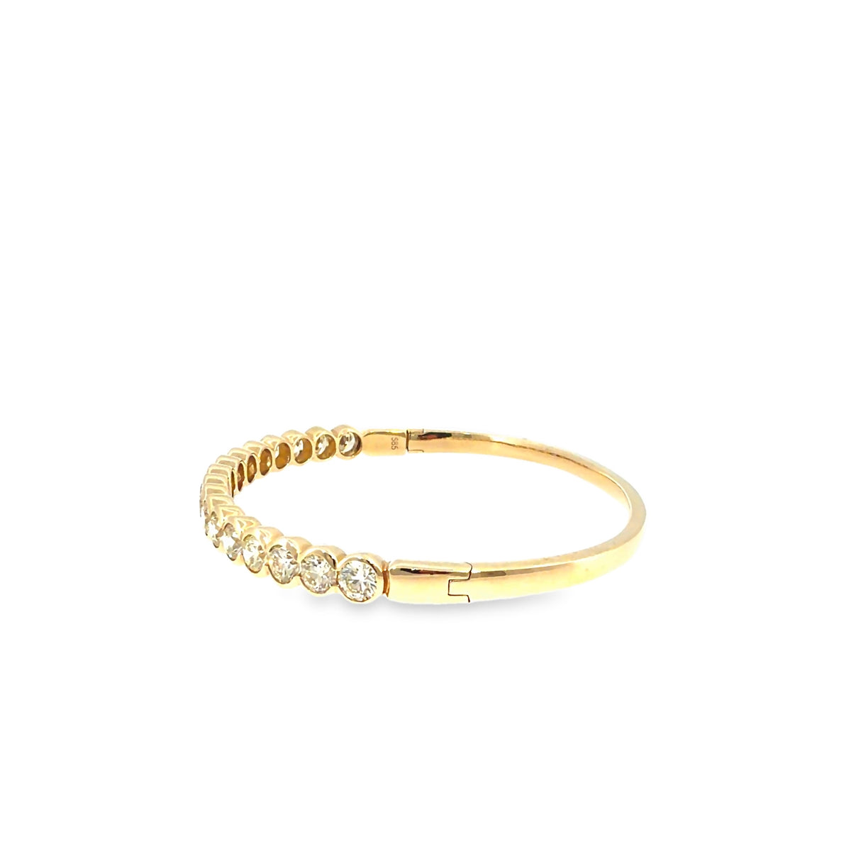 The Sunburst Bezel Bangle, 6.55ct Diamond, 14K Yellow Gold by Benji Designs, view 3