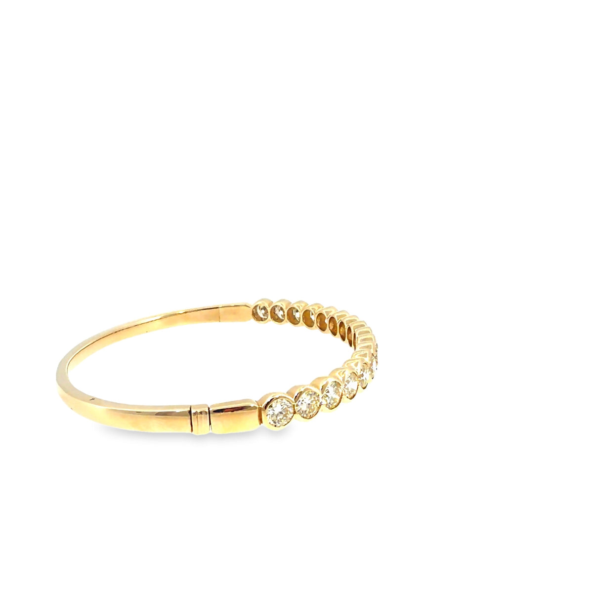 The Sunburst Bezel Bangle, 6.55ct Diamond, 14K Yellow Gold by Benji Designs, view 5