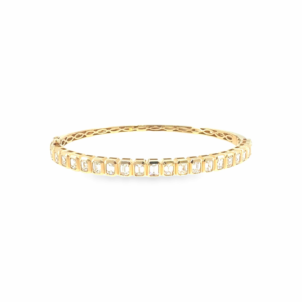 The Mirror Row Bangle, 3.00ct Emerald-Cut Diamond, 14K Yellow Gold by Benji Designs, view 1